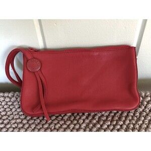 Gap Red Leather Small Clutch Wristlet Strap Minimalist Sleek EUC